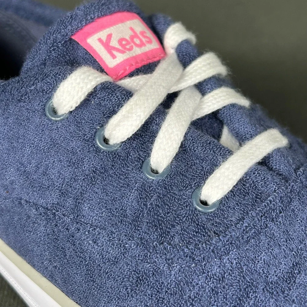 Keds Womens Blue Terry Cloth Lace Up‎ Sneaker Shoes Size 9.5 Preppy Nautical